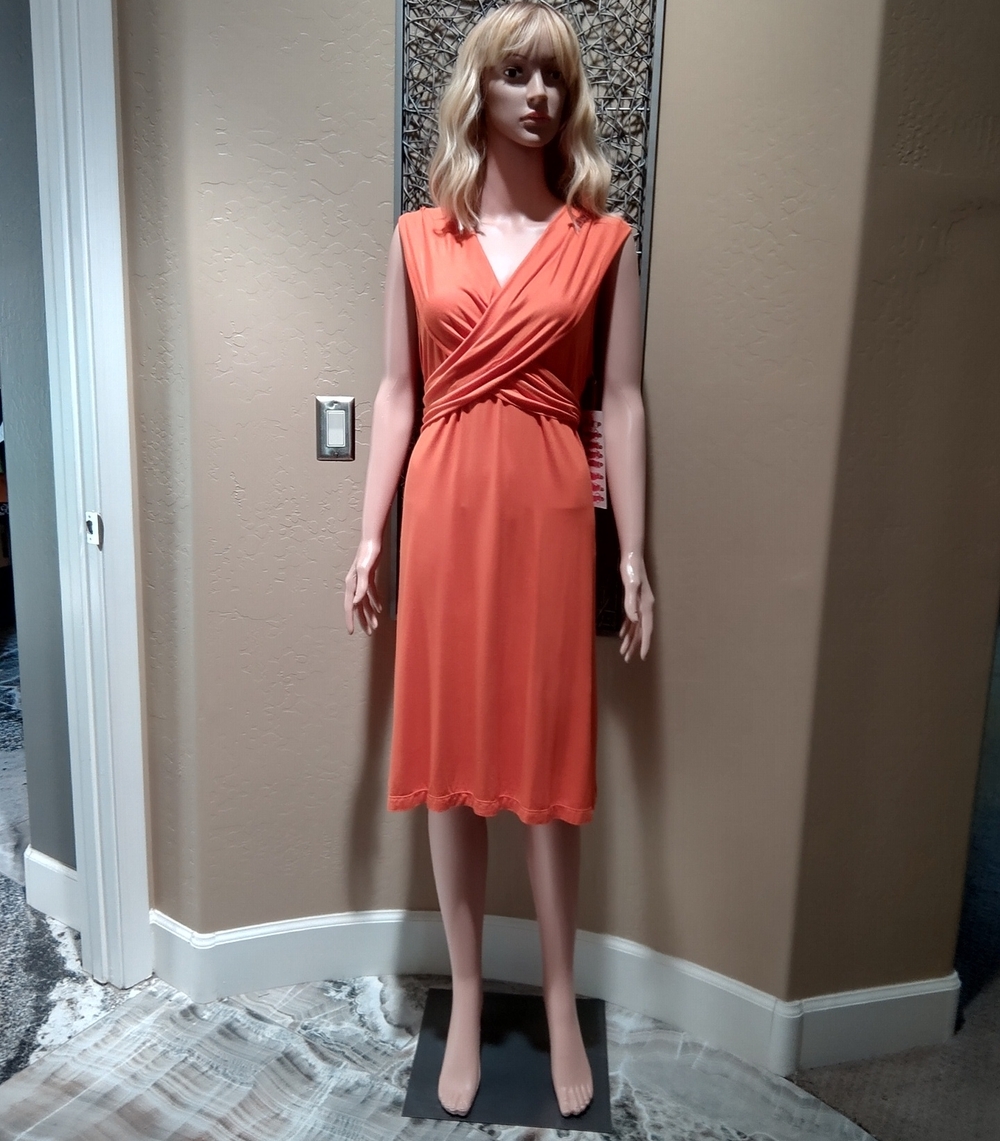 Soma Cool Days 8-Way Convertible Knit Bamboo Sleeveless Orange Dress